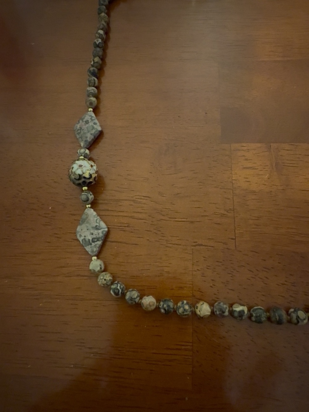 Natural Jasper Beaded Necklace - Brown Patterned - Picture 5 of 5